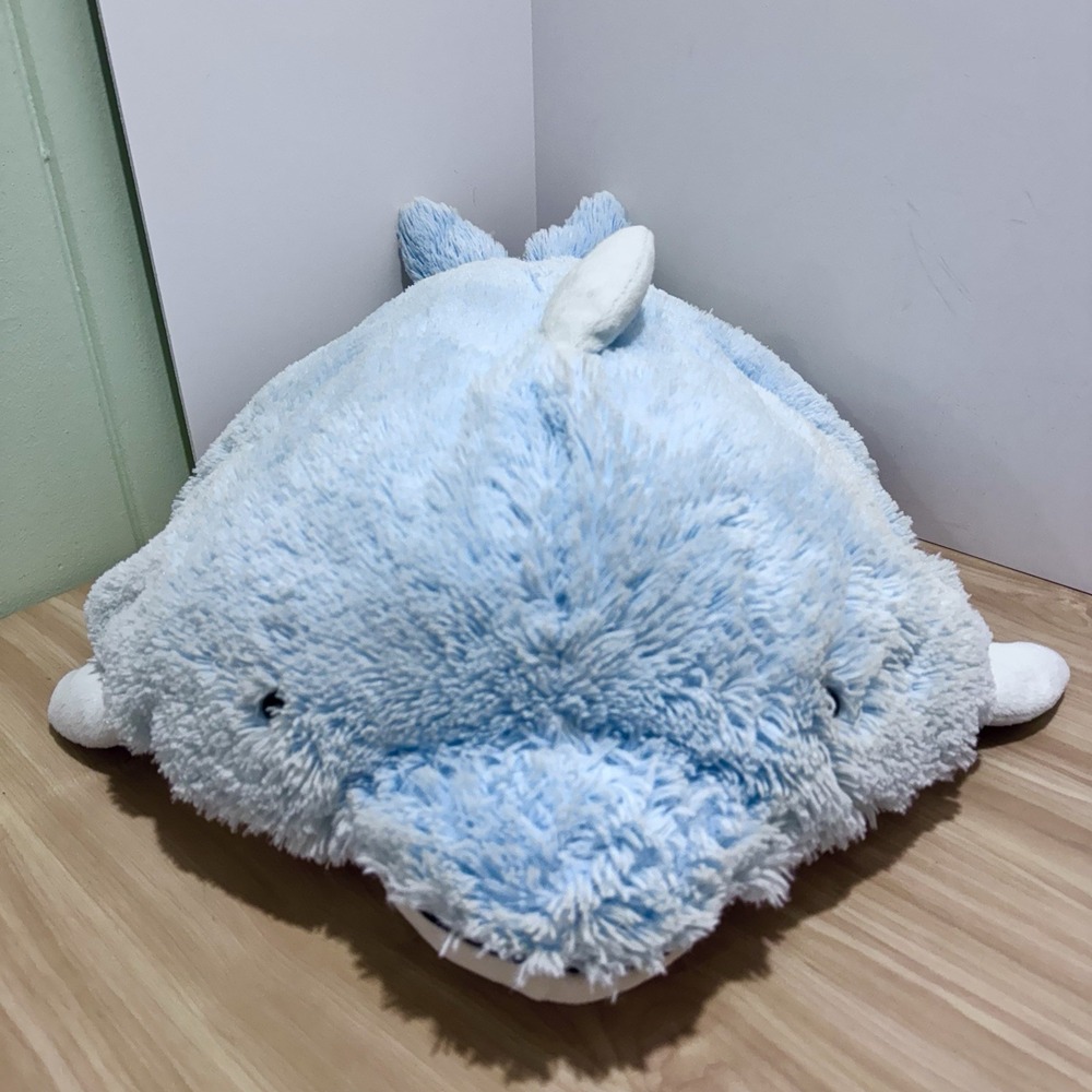 22" Pillow Pets Originals Light Blue Dolphin Squeaky 2010 Stuffy Foldable Plush